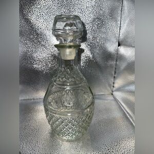 Princess House Elegant Clear Glass Decanter crown and grapes etched